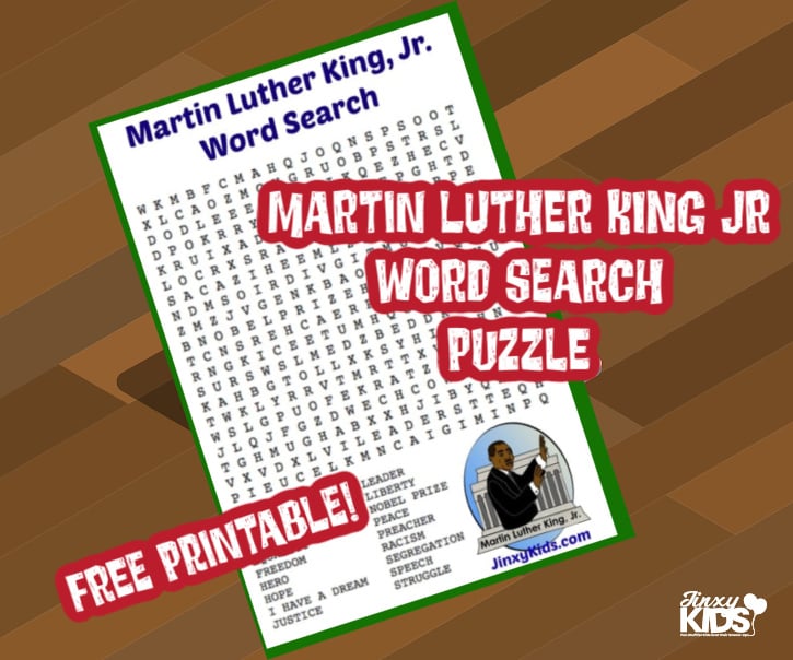 Free Printable Martin Luther King Jr Word Search Puzzle
