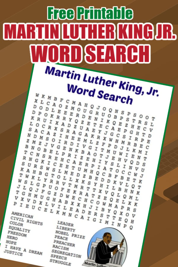 Free Printable Martin Luther King Jr Word Search