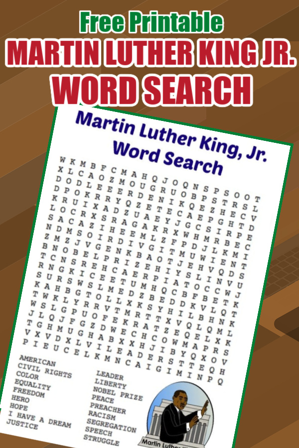 FREE Printable Martin Luther King Jr Word Search Puzzle Jinxy Kids