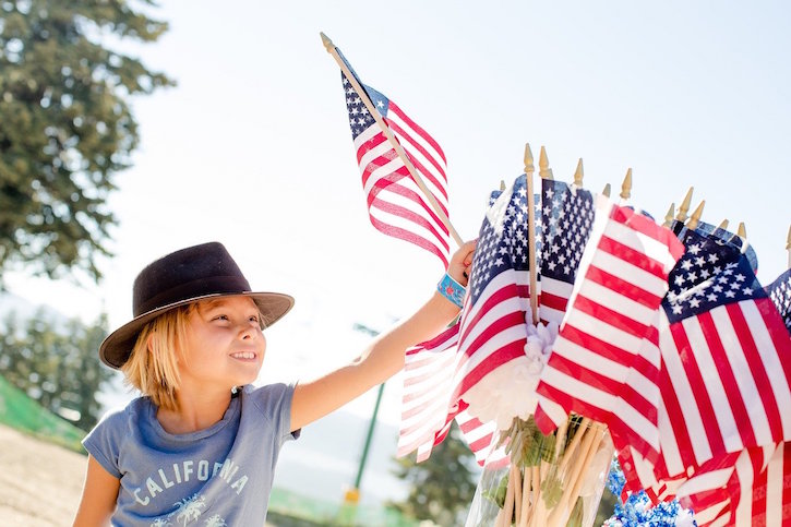 Child with American Flags