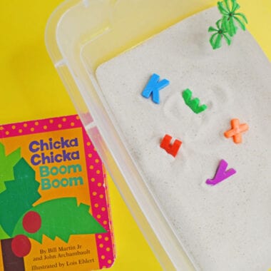 chicka chicka boom boom sensory bin