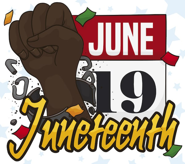 Calendar and Fist Breaking Chains Reminding at you Juneteenth Date