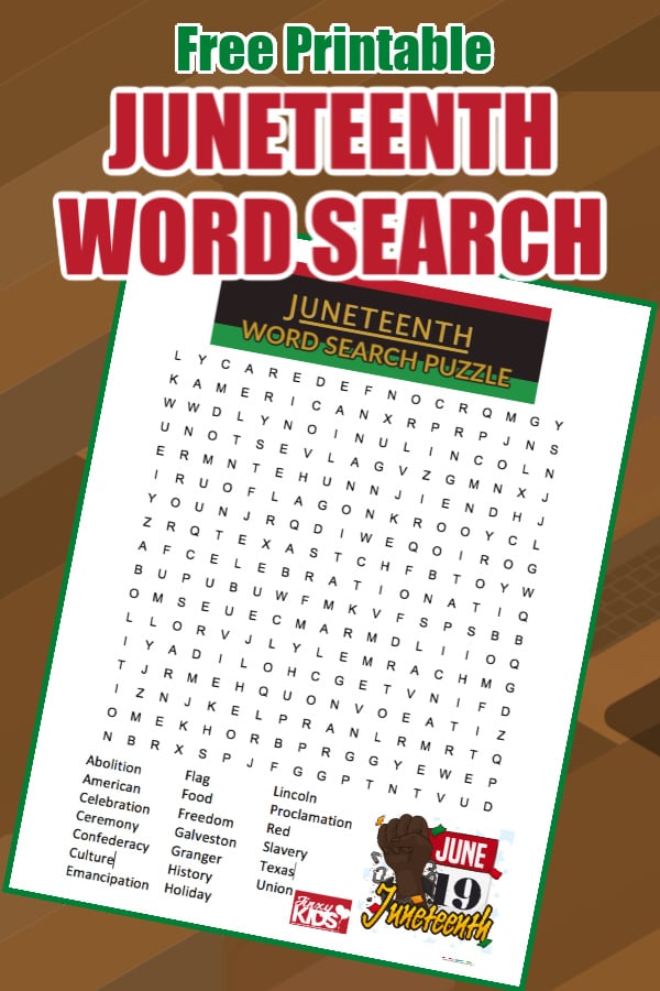 Free Printable Juneteenth Word Search Puzzle - Jinxy Kids