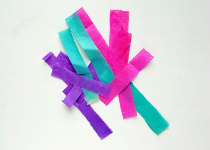 colorful strips of tissue paper