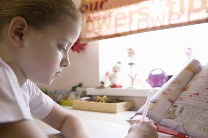 Young Girl Studying at Home