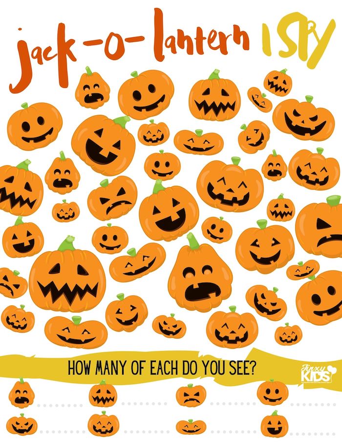 Jack-O-Lantern Halloween I Spy Game Printable