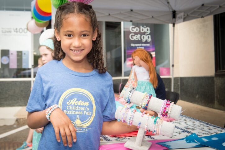 Girl Selling Jewelry at Acton Children's Business Fair