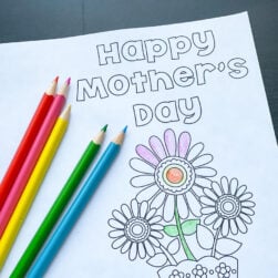 Printable Mothers Day Cards with colored pencils.