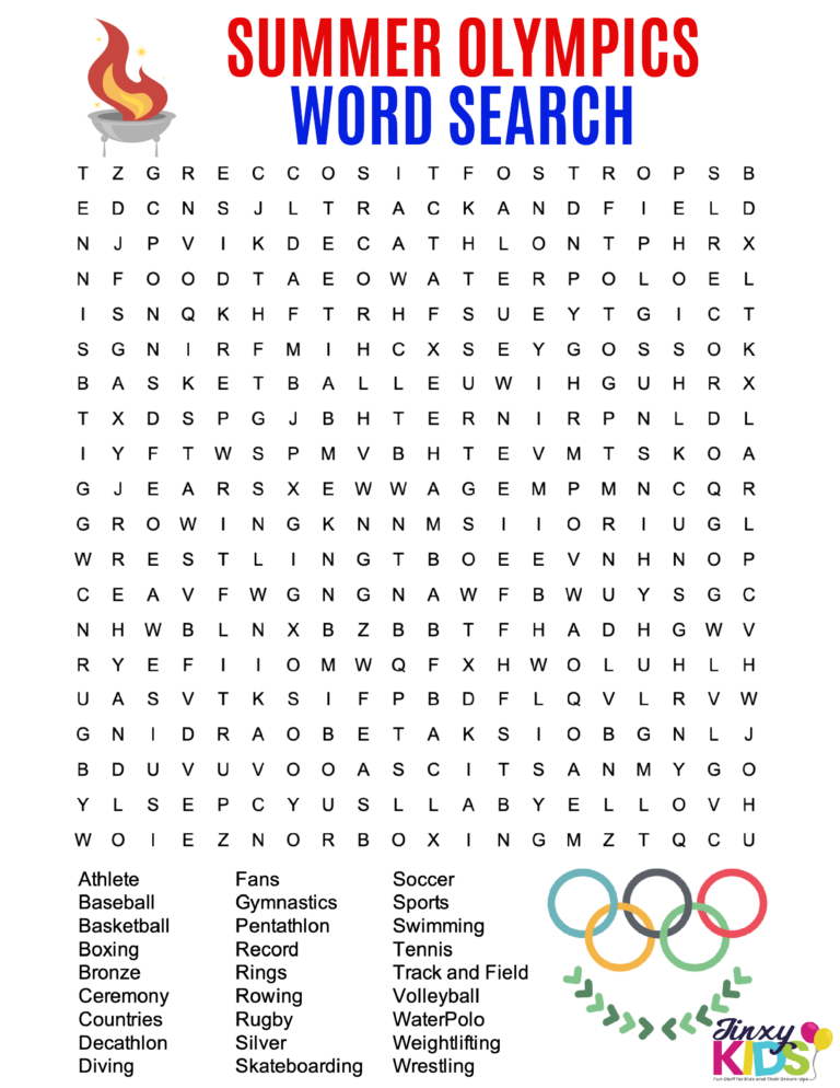 Free Printable Summer Olympics Word Search Puzzle Jinxy Kids