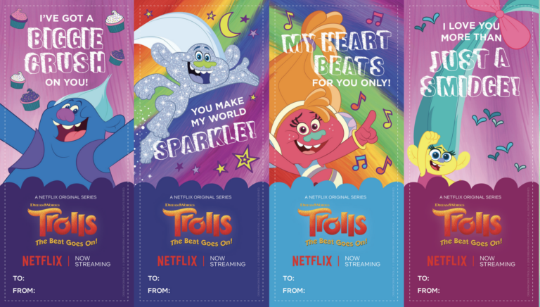 FREE Trolls Printable Valentines - Jinxy Kids