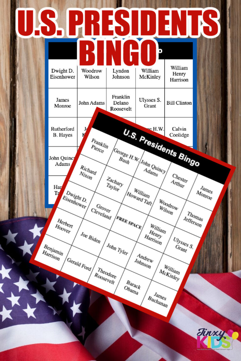 FREE Printable US Presidents Bingo Game Jinxy Kids