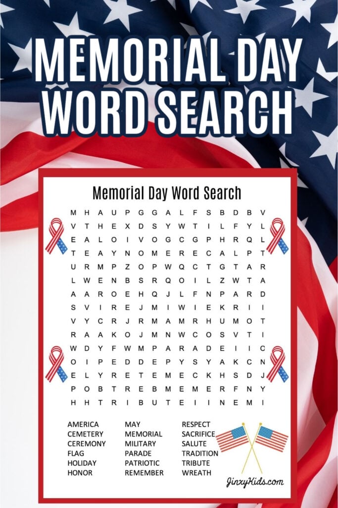 Free Printable Memorial Day Word Search Puzzle