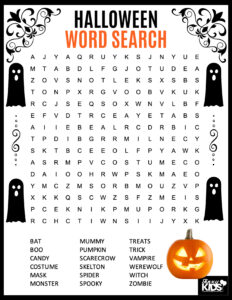FREE Printable Halloween Word Search Puzzle - Jinxy Kids