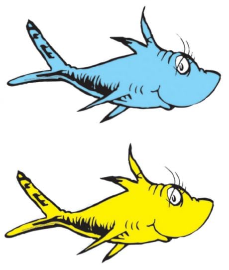 blue fish and yellow fish template