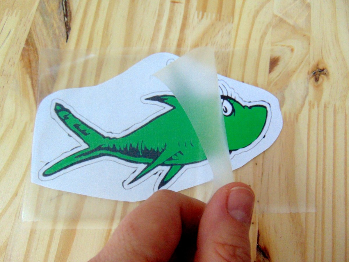 Dr. Seuss green fish with contact paper layer