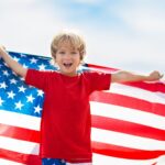 child with american flag