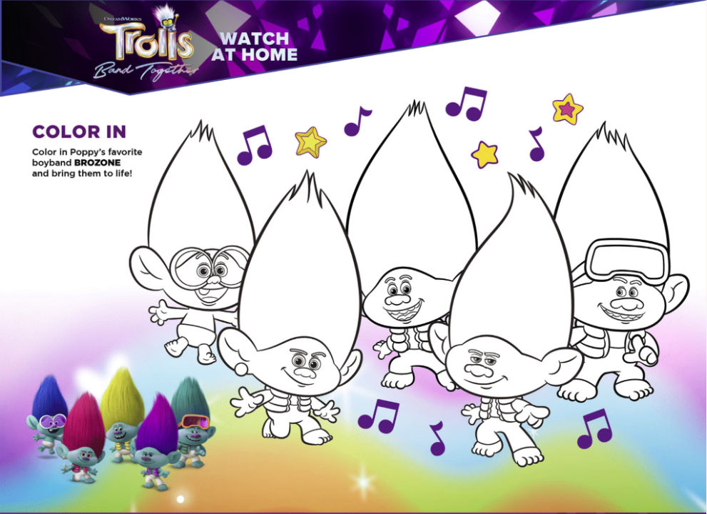 Free Printable Trolls Coloring Page.