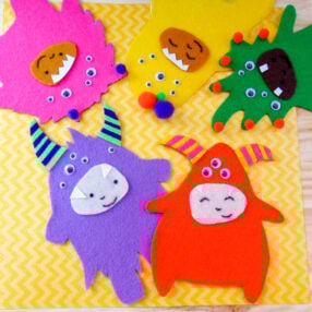 Baby Felt Monsters finished craft.
