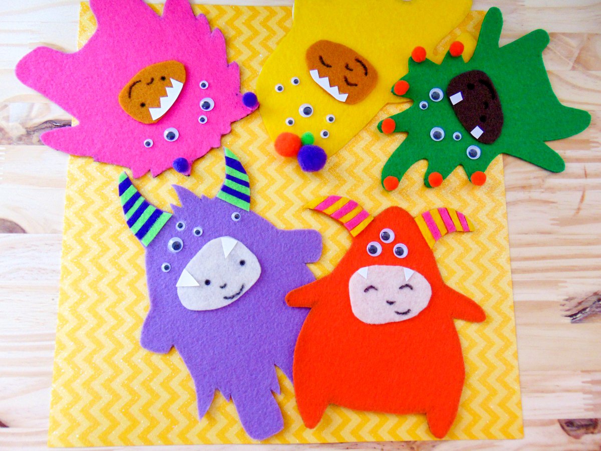 Baby Felt Monsters finished craft.