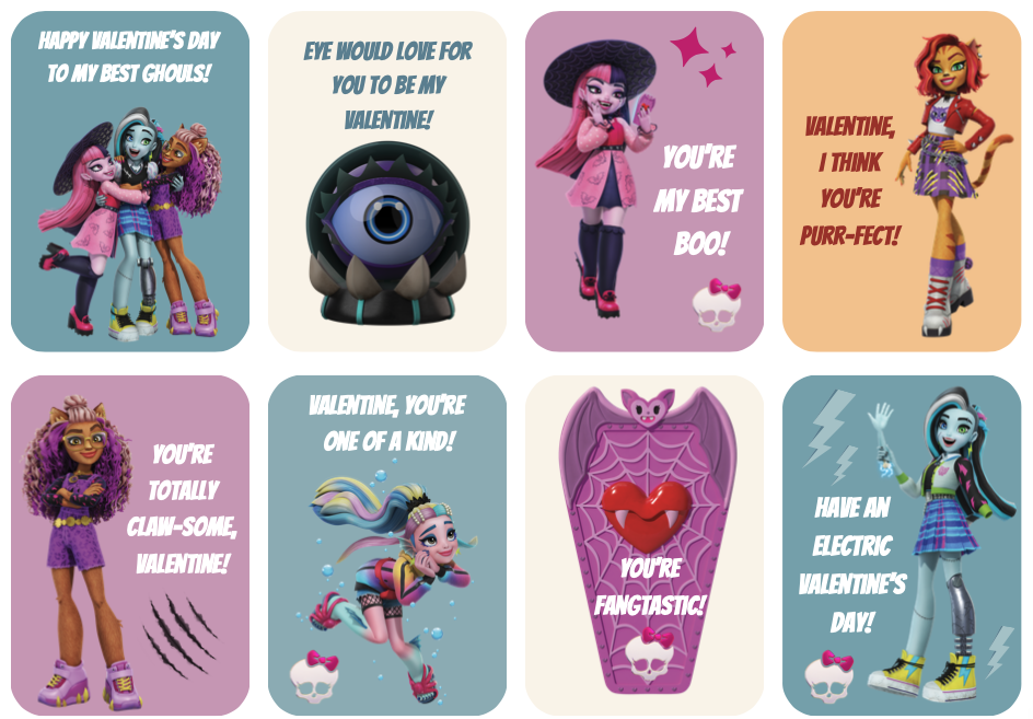 Monster High Valentine Cards.