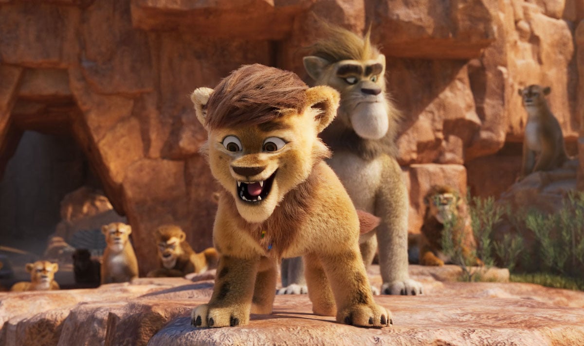 Lions in the movie Panda Bear in Africa.