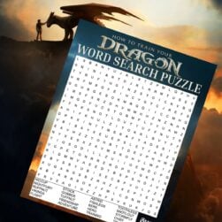 How to Train Your Dragon Word Search Puzzle.