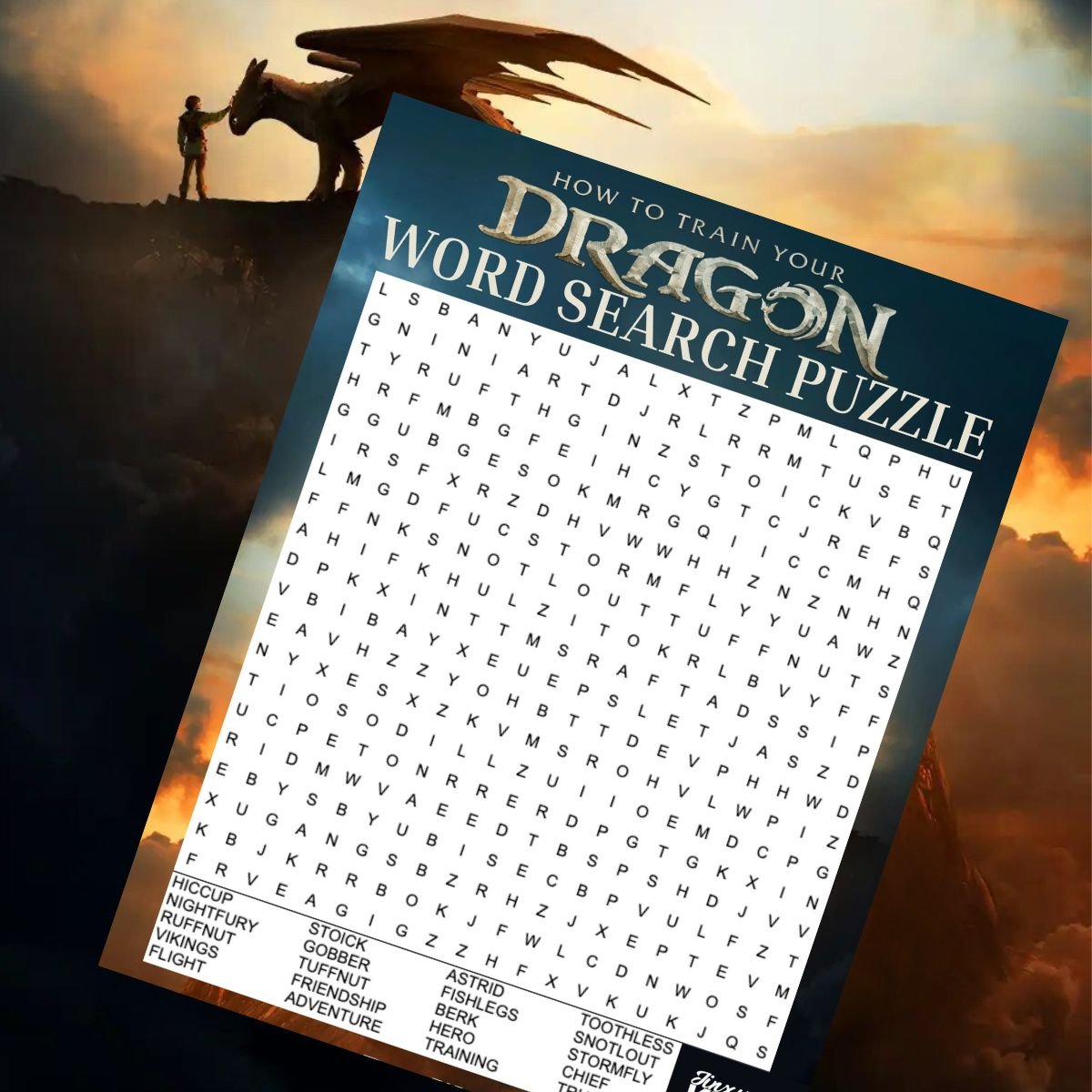 How to Train Your Dragon Word Search Puzzle.
