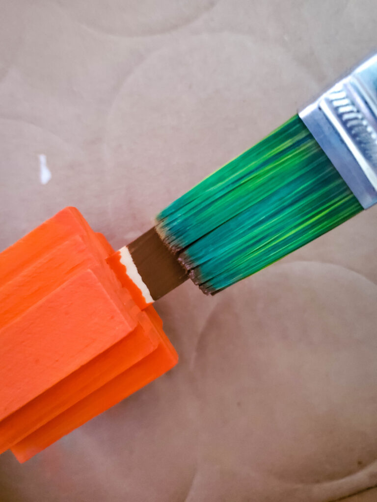 painting the Wooden Block Pumpkins