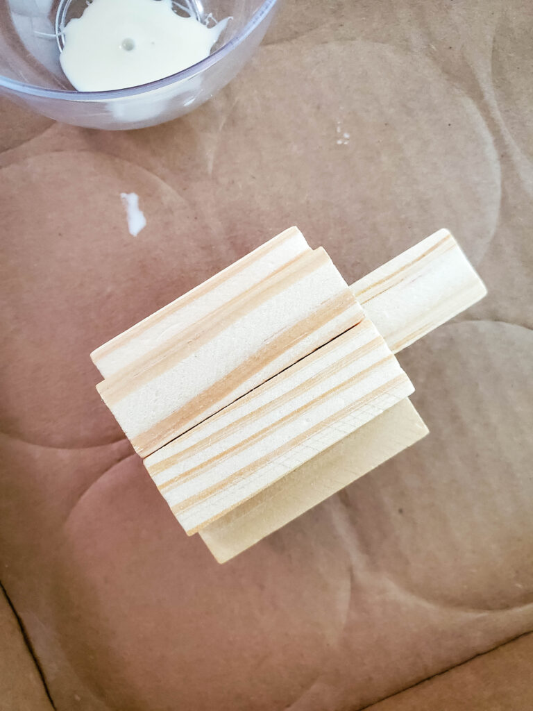 step 7 in the process for Wooden Block Pumpkins