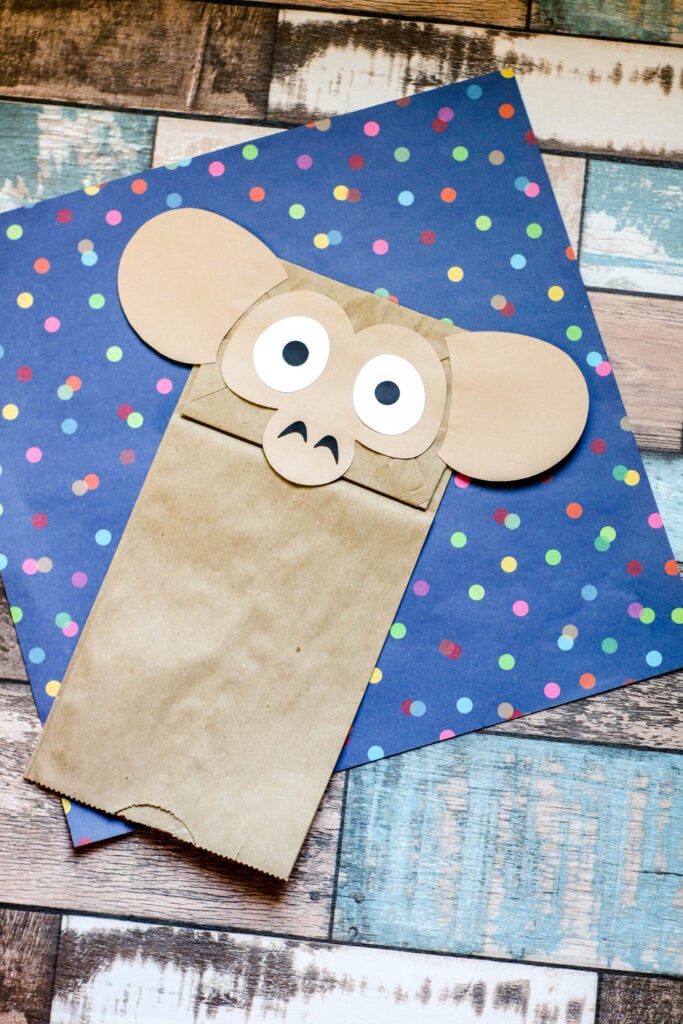 Monkey Paper Bag Puppet vertical image