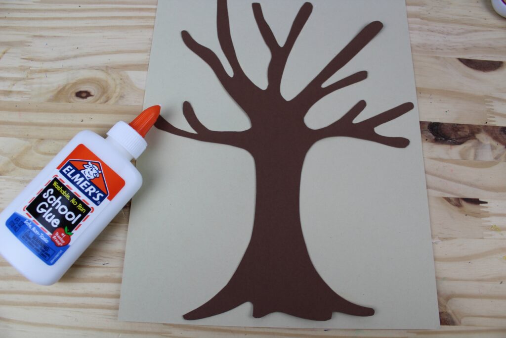 Thankful Trees Thanksgiving craft gluing