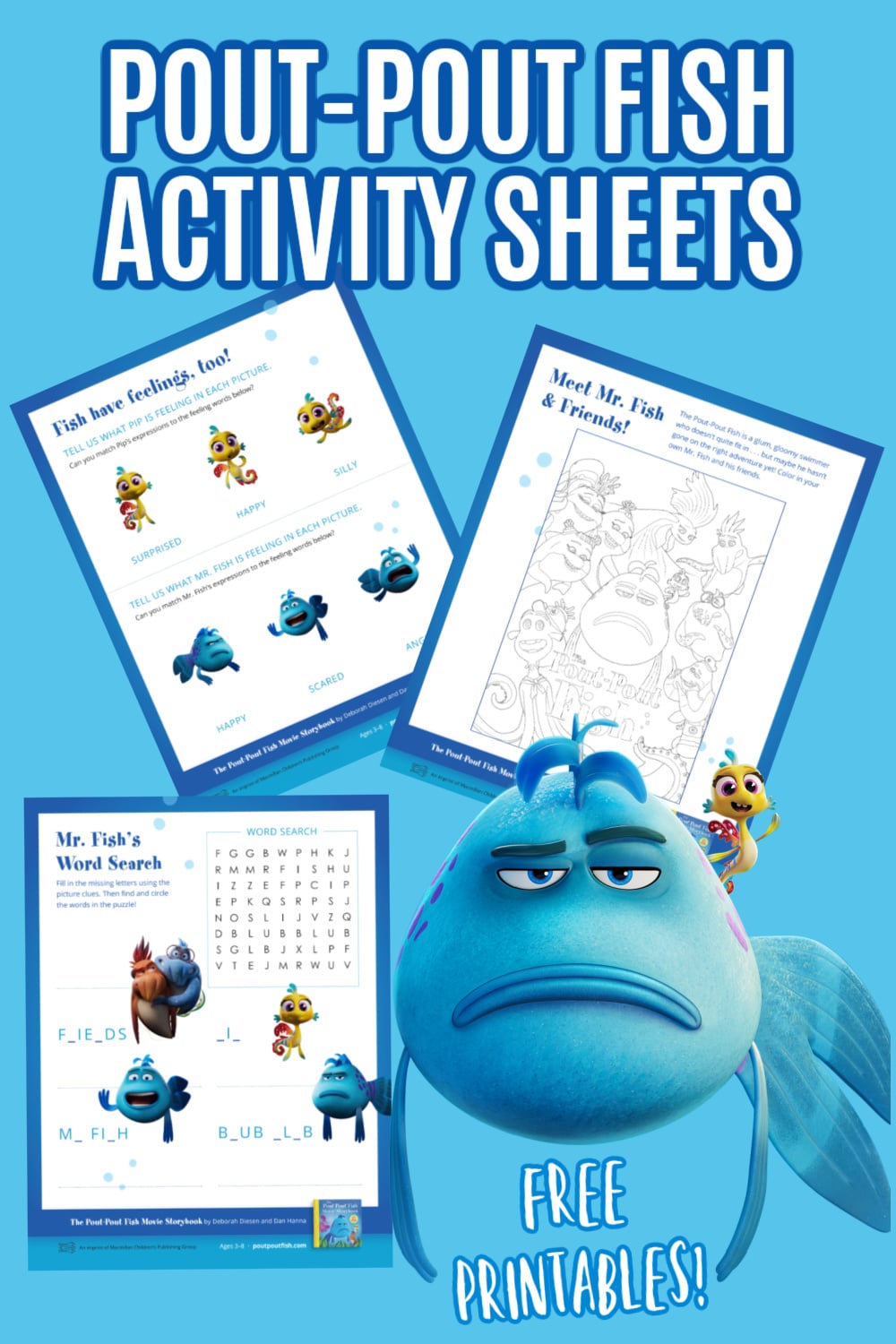 FREE Printable The Pout-Pout Fish Activity Sheets - Jinxy Kids